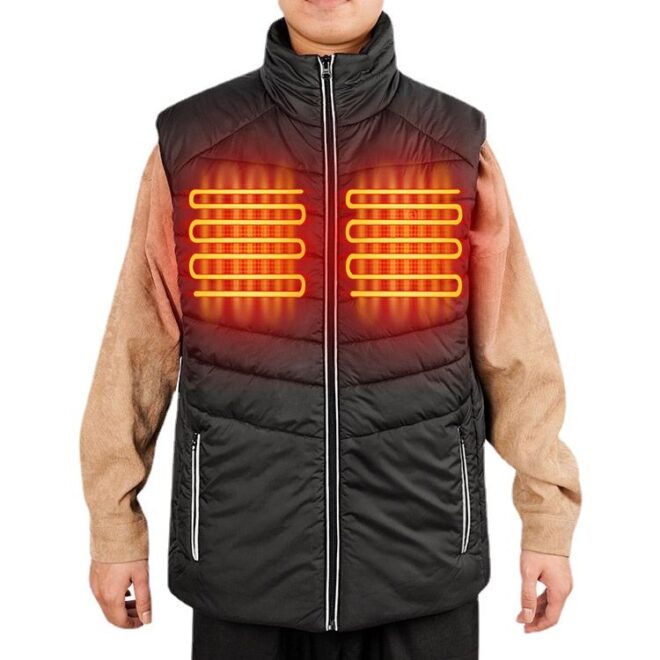 Windproof and Waterproof Men's Electric Heated Vest with 3 Temperature Control Levels for Winter Warmth