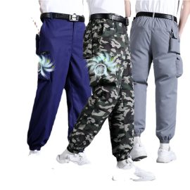 Custom Logo Work Trousers with Fan Cooling Technology – Multi Pockets and Comfortable for Outdoor Summer