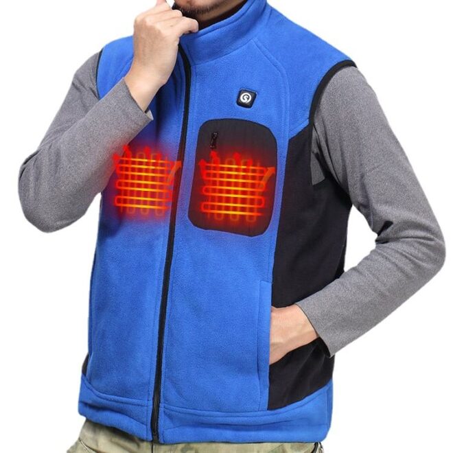 Plus Size Men's Heated Fleece Jacket Battery Powered Winter Vest for Casual Style and Motorcycle Riding - Image 2