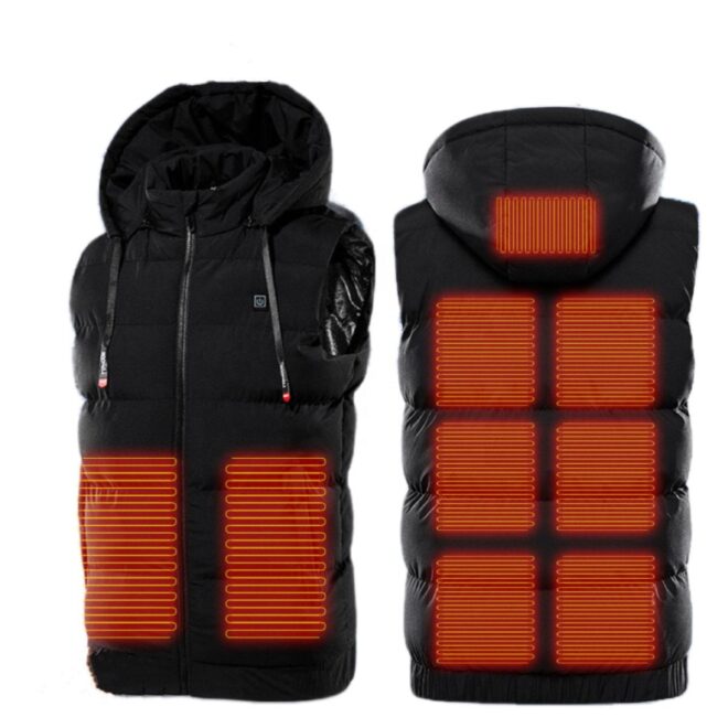 Winter new thermostatic intelligent heating vest 9 zones heating hooded vest heating jacket thermal vest for wholesale - Image 2