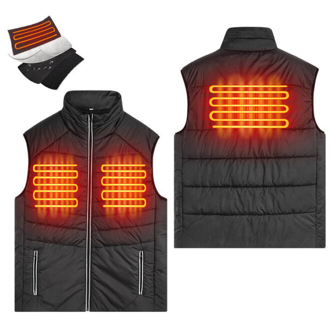 Windproof and Waterproof Men's Electric Heated Vest with 3 Temperature Control Levels for Winter Warmth - Image 3