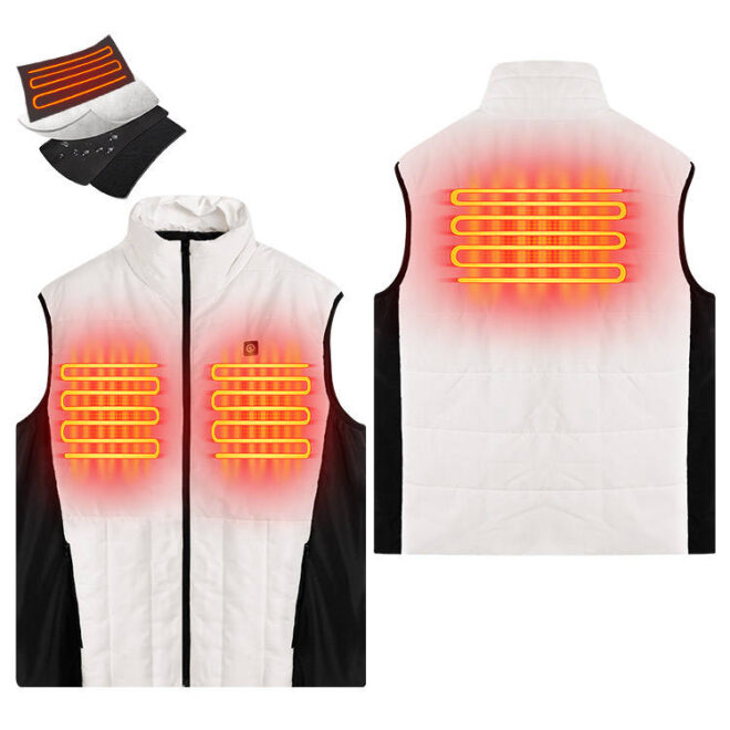 Unisex Fleece Electric Heated Waistcoat with Double Switch Cotton Filled Polyester Woven Vest for Casual Men's Winter Warmth - Image 3