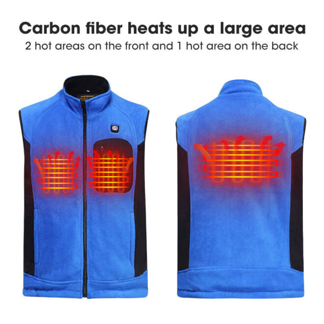 Plus Size Men's Heated Fleece Jacket Battery Powered Winter Vest for Casual Style and Motorcycle Riding - Image 5