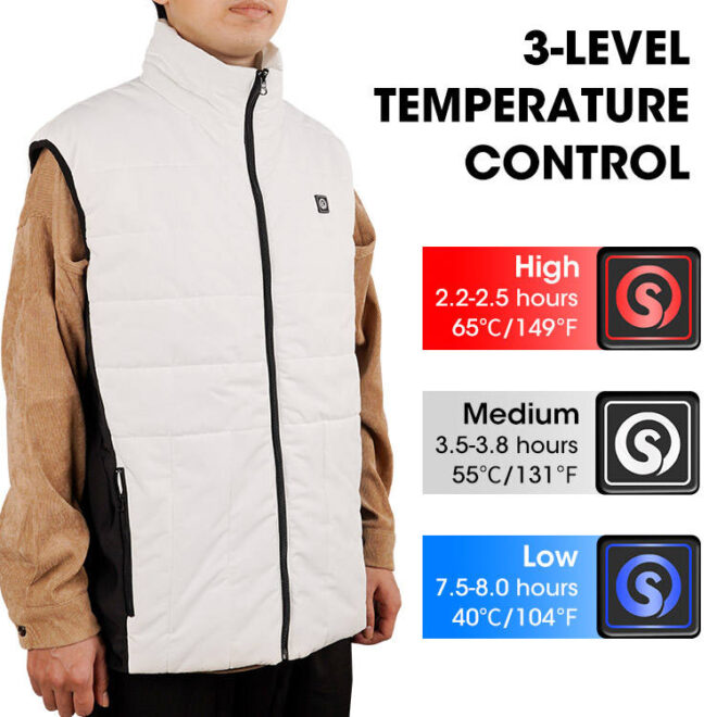 Unisex Fleece Electric Heated Waistcoat with Double Switch Cotton Filled Polyester Woven Vest for Casual Men's Winter Warmth - Image 5