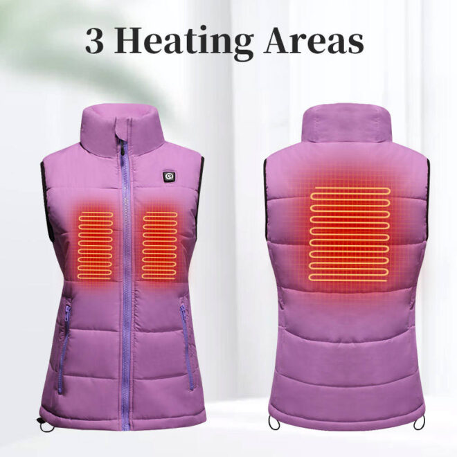 Electric Heated Vest 3 Heating Zones Waterproof Fabric for Men and Women Outdoor Winter Sports - Image 5