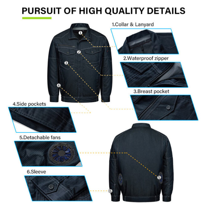 Unisex 7.4V Air Conditioned Cooling Fan Jeans Jacket - 1000 Hours Cooling Time - Image 5