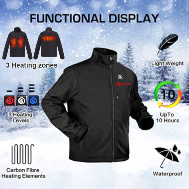 Plus Size Men's Heated Fleece Jacket Battery Powered Winter Vest for Casual Style and Motorcycle Riding - Image 6