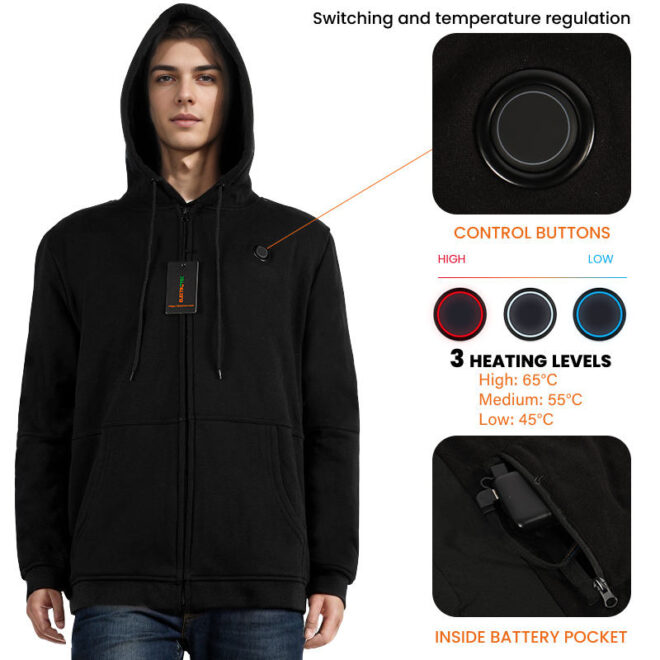 Breathable and Windproof Electric Heated Hoodie Sweatshirt for Sports and Walking - Image 6