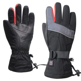 Skiing Biking Motorcycle Riding with Battery and Leather Material Rechargeable Heated Ski Gloves for Outdoor