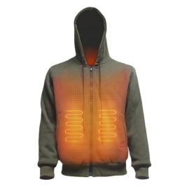 Rechargeable Battery Heated Hoodie for Fishing Fleece Jacket with Embroidered Pattern and Sporty Style