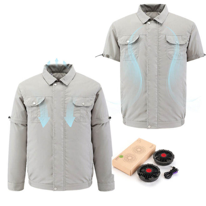 Detachable Jacket Cooling Vest for Heatstroke Prevention in Summer with Charging Fan