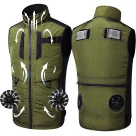 Anti-UV Summer Cooling Vest Fans Suit with Removable Cuffs Cooling outdoor Jacket for Men in Summer