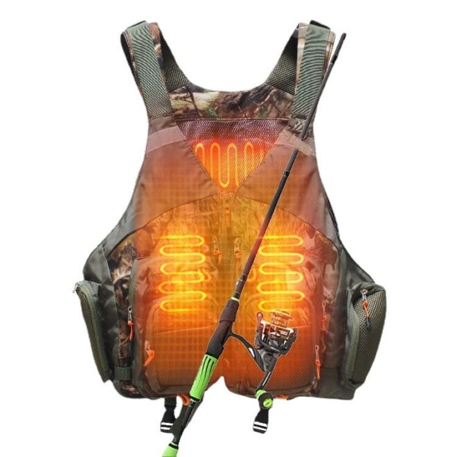 New Adjustable and Packable with Unisex Design Durable Polyester Heated Vest for Fishing - Image 2