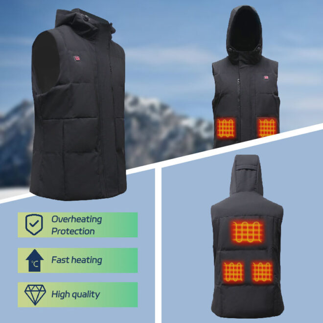 New Adjustable Thermal Heated Vest with Battery Pack 6 Heating Zones Soft Shell Fabric Casual Waistcoat for outdoor - Image 3