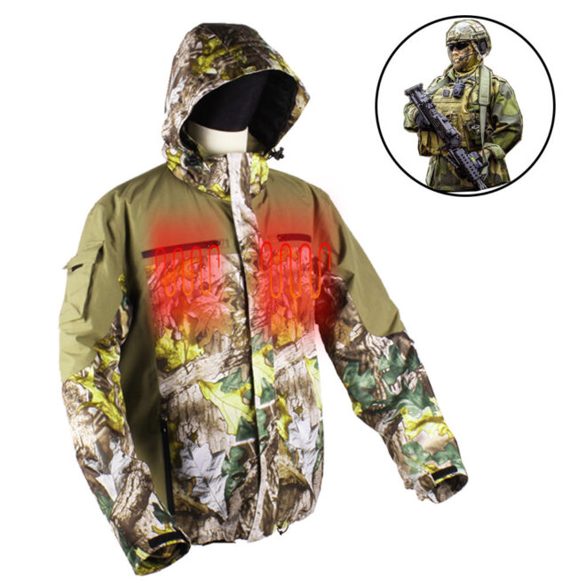 Winter Camouflage Softshell Jacket Waterproof Breathable Hood Polyester Hunting Battery Jacket Heated for outdoor - Image 3