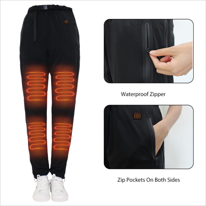 New Sports Mid-Waist Casual Sports Windproof Black Rapid USB Heated Sweatpants for winter - Image 3