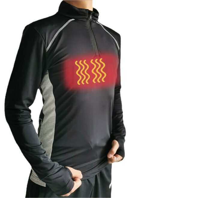 Sublimation Print Athletic Running Heating Long Sleeve Pullover Cotton Heated T-Shirt for outdoor training - Image 2