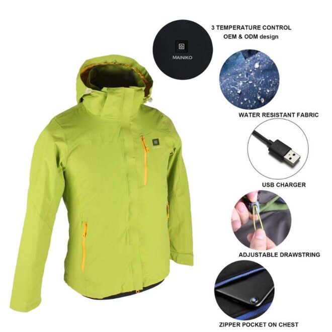 USB Rechargeable Heated Fleece Jacket with Custom Logo Cotton Filling and Nylon Lining Jacket heated for men - Image 4