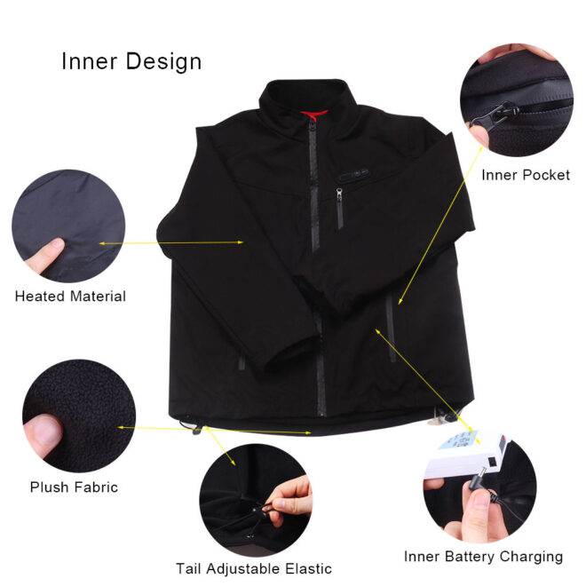 Warm Leather Polyester Fox Fur Button Decoration Perfect Far Infrared Waterproof Heated Jacket for Fishing - Image 4