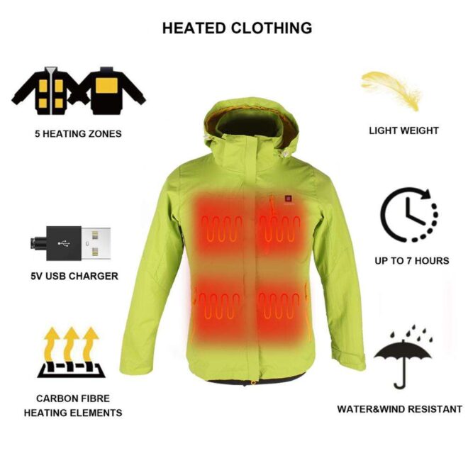USB Rechargeable Heated Fleece Jacket with Custom Logo Cotton Filling and Nylon Lining Jacket heated for men - Image 5