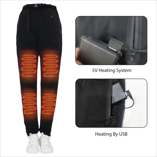 New Sports Mid-Waist Casual Sports Windproof Black Rapid USB Heated Sweatpants for winter - Image 5