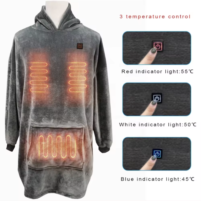 One Size Fits All Heated Sweatshirt Vest Knitted Fabric Battery Heated for Outdoor Use Warm Outer Wear - Image 6