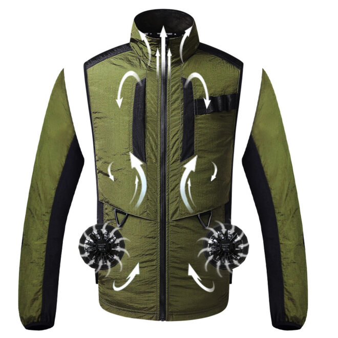 Anti-UV Summer Cooling Vest Fans Suit with Removable Cuffs Cooling outdoor Jacket for Men in Summer - Image 6
