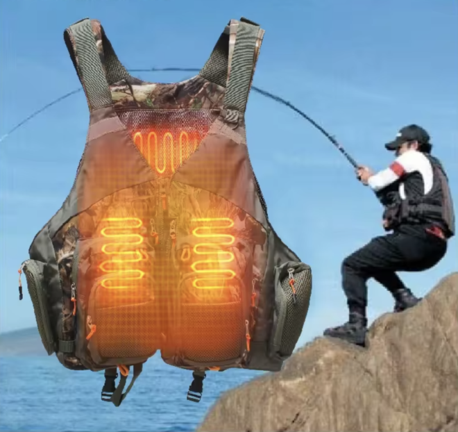 New Adjustable and Packable with Unisex Design Durable Polyester Heated Vest for Fishing - Image 6