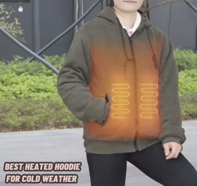 Rechargeable Battery Heated Hoodie for Fishing Fleece Jacket - Image 6