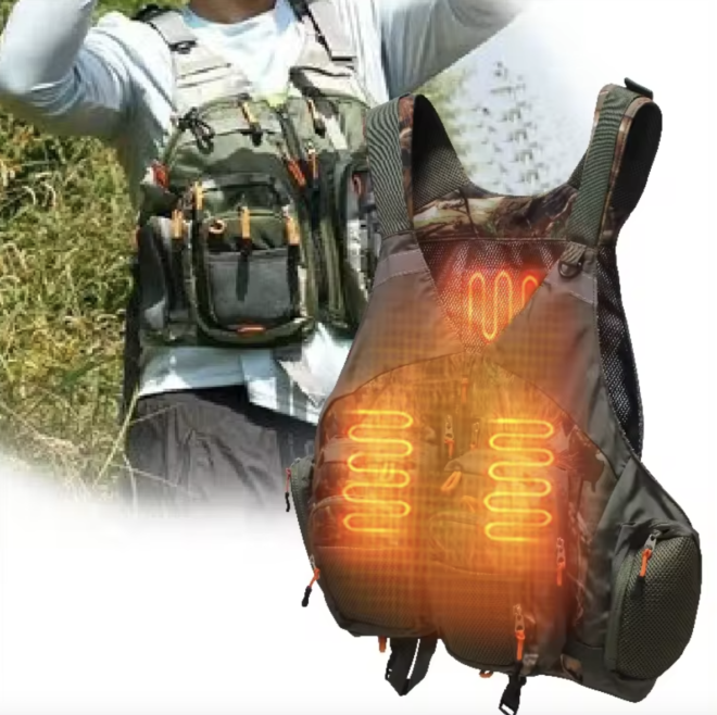 New Adjustable and Packable with Unisex Design Durable Polyester Heated Vest for Fishing - Image 7