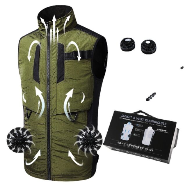 Anti-UV Summer Cooling Vest Fans Suit with Removable Cuffs Cooling outdoor Jacket for Men in Summer - Image 7