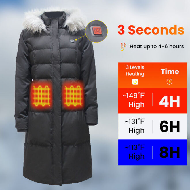 Down Feather Lightweight Winter Custom Logo Heated Jacket - Image 3