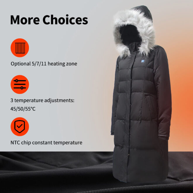 Down Feather Lightweight Winter Custom Logo Heated Jacket - Image 4