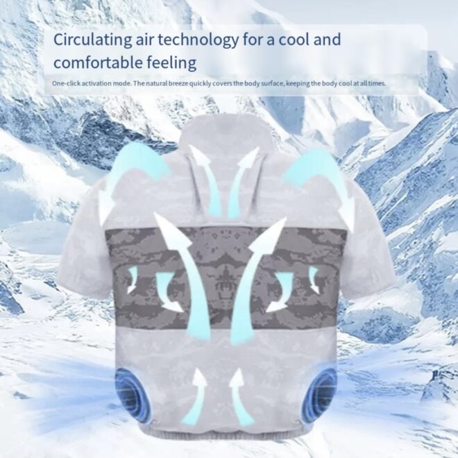 Cooling Fan Jacket with LED Light – Portable Air Conditioned Shirt for Summer Outdoor Work, Night Fishing, Hiking, and Camping - Image 4