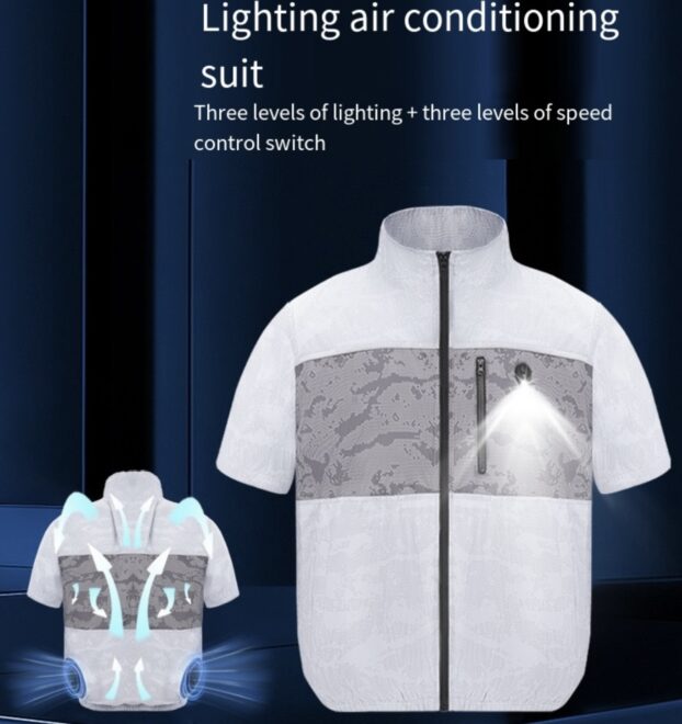 Cooling Fan Jacket with LED Light – Portable Air Conditioned Shirt for Summer Outdoor Work, Night Fishing, Hiking, and Camping - Image 3