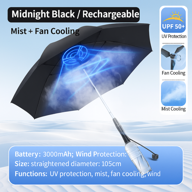Multifunction Fan Umbrella – Cooling, UV Protection & Windproof - Image 4