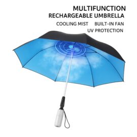 Fan Umbrella with Cooling & UV Protection – Windproof Design