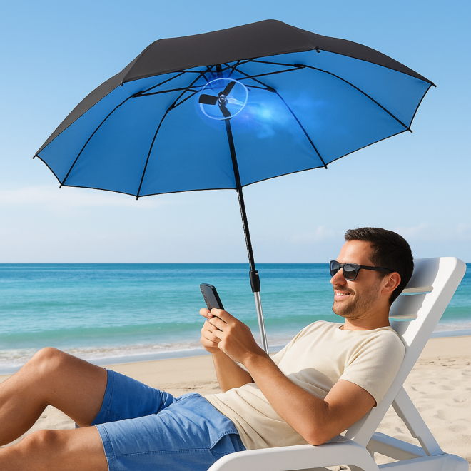 Multifunction Fan Umbrella – Cooling, UV Protection & Windproof - Image 2