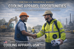 American outdoor worker wearing cooling apparel on a hot construction site